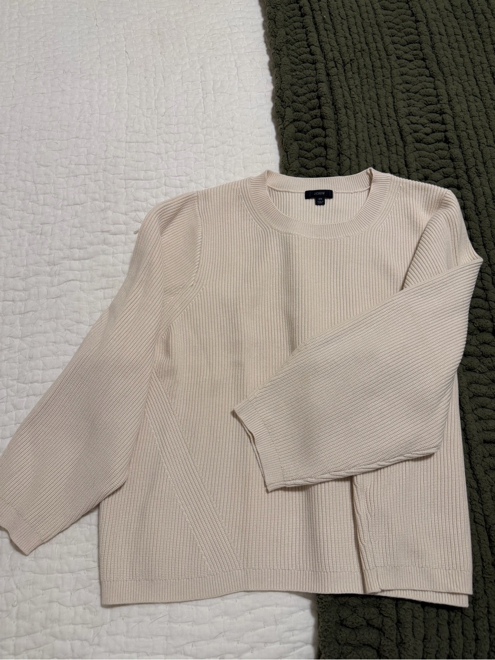 J. Crew Cream Ribbed Crewneck Sweater